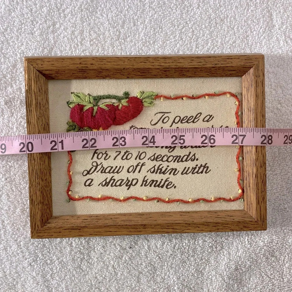 Vintage Handmade Framed Embroidered Kitchen Tips Wall Decor - Picture 13 of 13